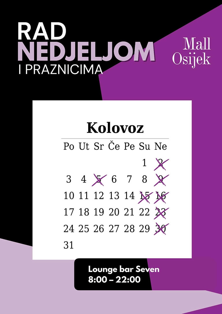 Radno vrijeme kolovoz 2026.