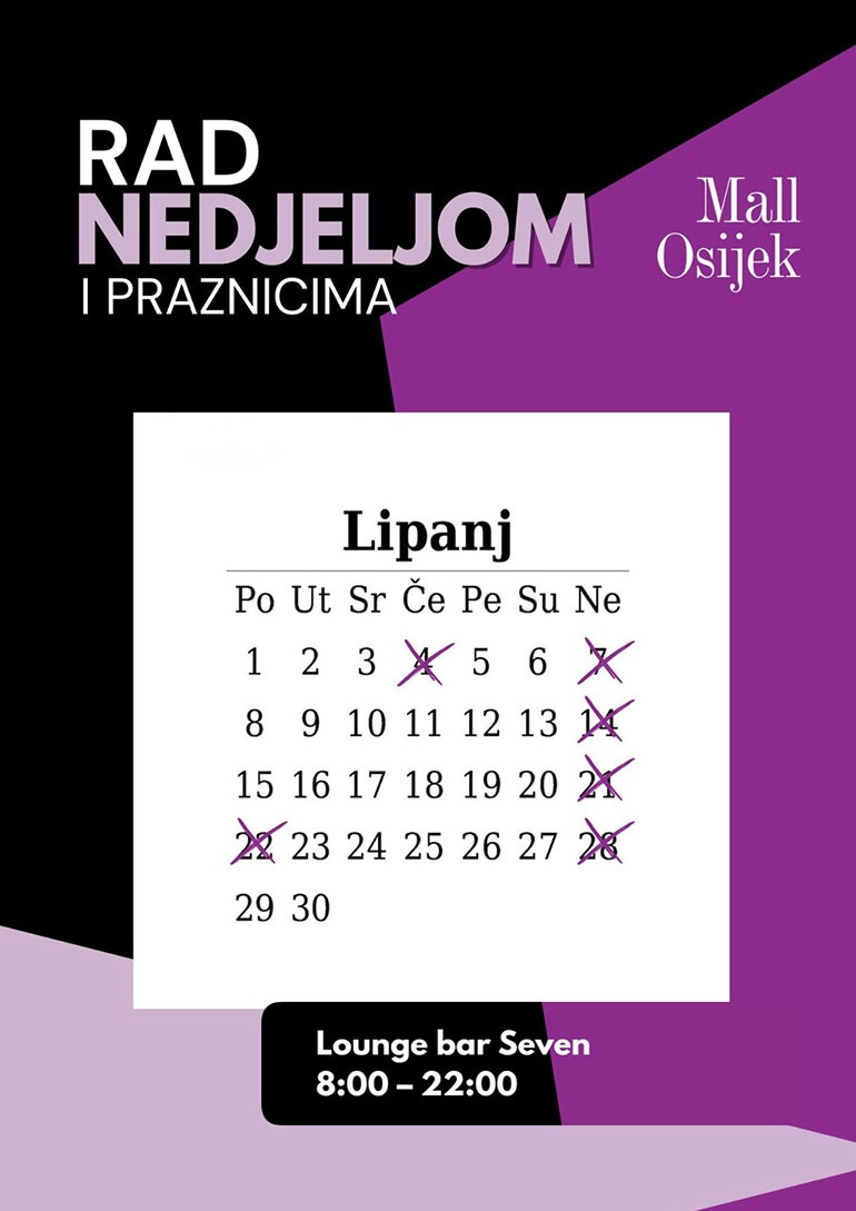 Radno vrijeme lipanj 2026.